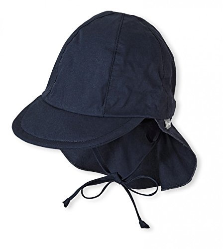 Sterntaler Schirmmütze Nacken - Unisex Baby- und Kinder Mütze mit Nackenschutz und einsteckbaren Ohrenklappen - UV-Schutz 50+ Sommermütze zum Binden - Popeline (Bio) Kopfbedeckung - marine, Größe 53