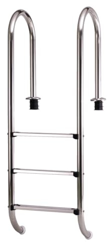 Steinbach Einbaubeckenleiter Edelstahl, 3-stufig, mit Ankersockel, für Beckentiefe 120 cm, schmale Ausführung, Holm Ø 43 mm, 018010
