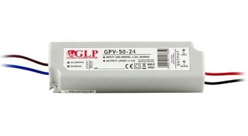 a3843glp profesional LED transformador 24 V DC 2 A 48 W, resistente al agua IP67, constante TÜV, mm, SELV, CE, protección de cocinas: cortocircuito, de tensión, überlastschutz