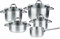 Fissler Batteria di pentole, 5 pezzi, Coperchi inclusi, Capacità e diametri assortiti, Tutti i piani cottura, Acciaio inox, Korfu
