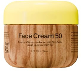 Sun Bum SPF 50 Face Cream Sunscreen with Zinc Oxide - Broad Spectrum Moisturizing Facial Sunscreen with Vitamin E - Hawaii 104 Act Compliant (Without Octinoxate & Oxybenzone) - Travel Size - 1 oz