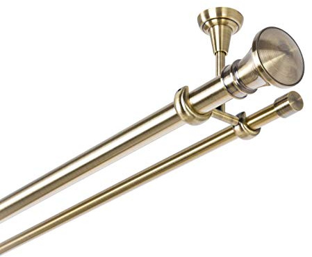 ASTA PER TENDA 25/16 mm 2 di Corsa Fissaggio a Soffitto antico di metallo in oro, 540