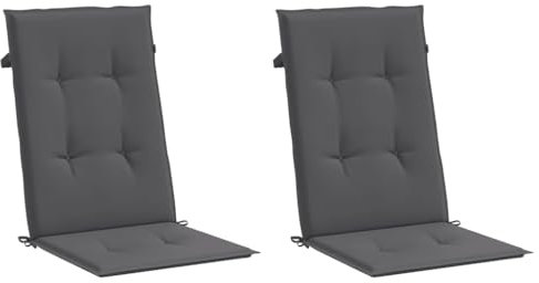vidaXL Gartenstuhlauflagen für Hochlehner 2 STK., Gartenstühle Sitzauflagen, Sitzkissen Polsterauflagen UV-Beständig, Hochlehner Auflagen, Anthrazit Stoff