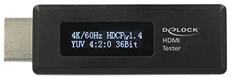 DeLock 63327, HDMI Tester für EDID Information mit OLED Anzeige (2-zeilige OLED Anzeige, Auflösung bis 3840 x 2160 @ 60 Hz, Kunststoffgehäuse, Farbe: schwarz)