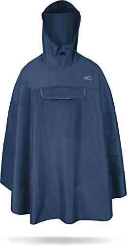 normani Premium Wasserdichter Regenponcho Poncho mit Kapuze und seitlichen Einschubtaschen - KleinesPackmaß - Fahrradponcho Regenmantel Unisex (S-3XL) Farbe Navy Größe S/M