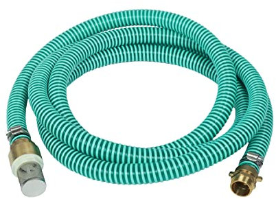 Wacredo Premium Saugschlauchgarnitur 1 (25mm) Saugschlauch grün, Pumpenschlauch Stabil Flexibel PVC Ansauggarnitur Sauggarnitur Fußventil Messing Rückschlagventil (4)