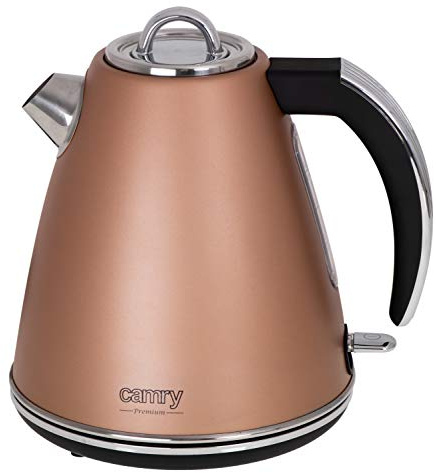 CAMRY CR 1292 - Bollitore in acciaio inox, 1,5 l, 2200 W, teiera con comoda maniglia e coperchio, indicatore di livello dell'acqua, spegnimento automatico m