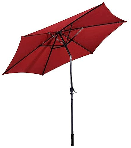 RELAX4LIFE Parasol Droit Inclinable Hexagonal Ø270CM en Toile Ultra Épaisse et Tube en Acier Inoxydable pour Balcon ou Terrasse (Ø270CM, Vin rouge)