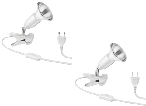 ledscom.de 2 Stück E27 Klemmleuchte LIK, weiß inkl. E27 PAR30 LED Reflektor-Lampe 1025lm weiß