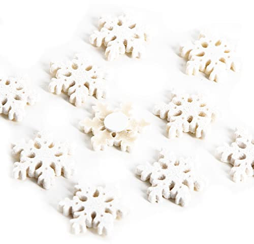 Logbuch-Verlag 10 Schneeflocken Streuteile weiß glitzernd mit Klebepunkt - Eiskristall Deko Streudeko Bastelzubehör Weihnachten