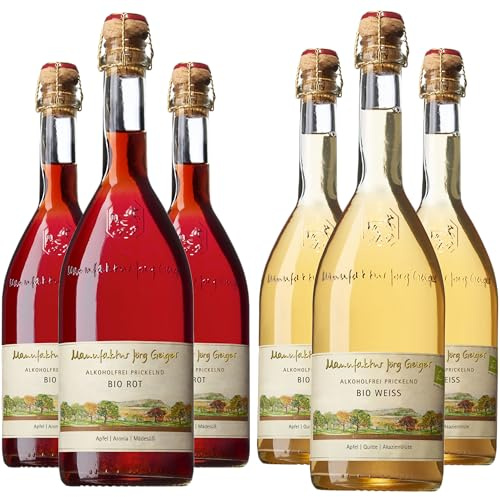 6er Probierpaket Rot-Weiss Alkoholfrei Prickelnd, Jörg Geiger mit Gratis Sektverschluss