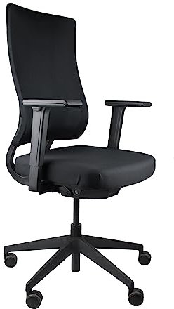 Viasit Newback All Black ergonomischer Bürodrehstuhl Bürostuhl mit Netzrücken und Verstellbarer Lordosenstütze für Büro und Home Office, viele einstellbare Funktionen