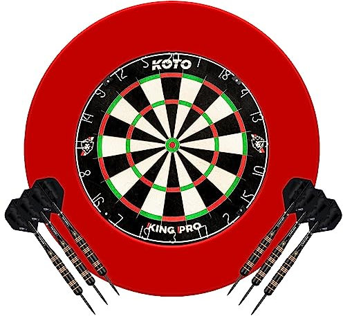 KOTO - King Pro Surround Dartset Rot, 3 Barrels, 2 Sets Flights, 2 Sets Shafts (Short & medium), Dartwallet, Dart Auffamgring Pfeile & Wände