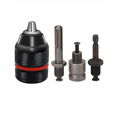 WOMGF Schlüsselloses Automatisches Bohrfutter 2-13mm 1/2-20 UNF mit Adapter SDS-plus, Schnellspannbohrfutter Professionelles Konvertierungs Hardwarewerkzeug Rot