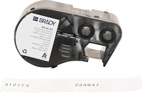 Brady Nastro in Poliestere per Stampanti di Etichette M410, M510 & M511 – Etichette da laboratorio criogeniche autolaminanti – Nero su bianco (66.68 mm x 15.24 mm) – M4-86-461