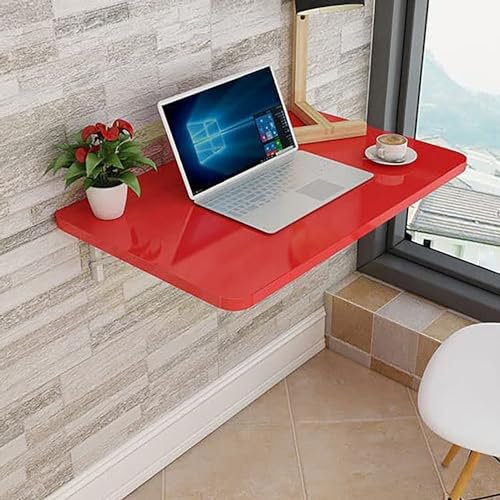 Wandtisch Klappbar Shreibtisch, Wandklapptisch Klappbarer Esstisch Aus Holz, Wandklapptisch Küche Wandtisch, Klapptisch Wandmontage Schreibtisch, 40cm 50cm 60cm 70cm 80cm 90cm 100cm 120cm ( Color : Ro