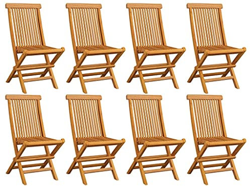DYRJDJWIDHW Sun Garden,campingstuhl hochlehner,hochlehner gartenstuhl,Klappbare Gartenstühle 8 STK. Massivholz Teakauflagen, Kissen & Polster,gartenstuhl Metall,hochlehner auflagen,