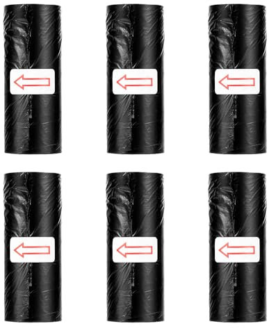 AXNSATRE Mini bolsas de basura, 6 rollos, tamaño 8.9 x 11.8 pulgadas, bolsas de basura pequeñas negras para cubo de basura de coche, cubo de basura pequeño