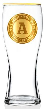 Onebttl Personalised Beer Glass for Men, Funny Custom Alcohol Gifts for Beer Lovers, Unique Christmas Birthday Gifts for Him, The Man The Myth The Legend, A