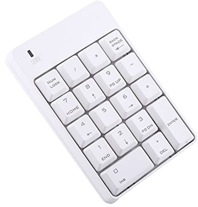 Tbest Kabelloses 2,4GHz USB Nummernblock - 18 Tasten Numpad für Laptop und PC - tragbares Design in Weiß (White)
