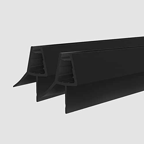 Lot de 2 joints de douche de 100 cm - Noir - Joint de rechange - Pour porte en verre de 4 à 6 mm - Paroi de douche - Baignoire - Déflecteur d'eau - Joints de douche pour portes de douche