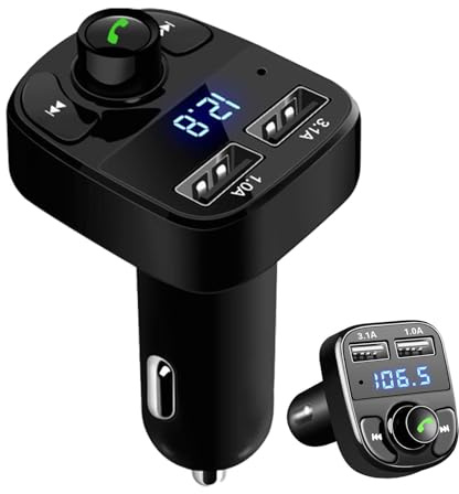 Transmetteur FM de voiture - Adaptateur radio sans fil avec écran Blutooth et LED | Lecteur de musique MP3 avec fonction mains libres - Idéal pour voitures, SUV et camping-cars - Son de qualité