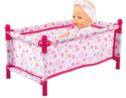 Puppenbett für kleine Kinder | Puppenbett aus Holz mit Bettwäsche, tragbare Puppenwiege mit , Schaukelwiege mit Baldachin - handgefertigte Puppenmöbel