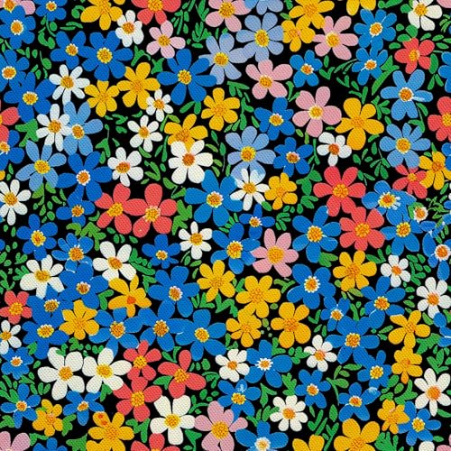 HEKO PANELS Tissu Oxford imperméable au mètre Toile en polyester à coudre Tissu décoratif Déperlant Opaque Fleurs 1 mètre 155 x 100 cm