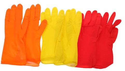 GLSTOY 3paare Reinigungshandschuhe Aus Latex Rutschfest Für Geschirrspülen Putzen Haushaltsarbeiten Mittlere Langlebig Und Bequem
