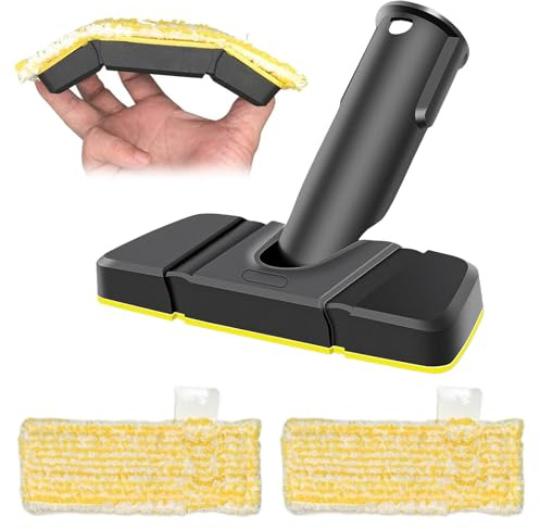 3Pcs Flexible Hand Nozzle with Cloth Set Accessories for Kärcher SC1 SC2 SC3 SC4 SC5 Steam Cleaner for Counter Top, Upholstery, Floor, Tile, Curtain, Black