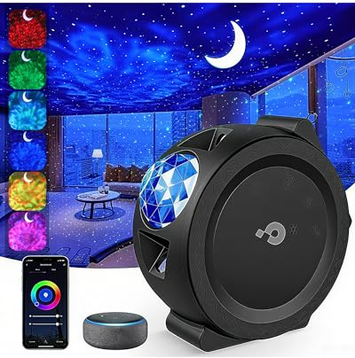 Galaxy Projector 3 in 1 Star Lights Projector with Nebula Moon Ocean, Kids Adults 3D Starlight with Smart Control Timer Voice Control, Compatible Alexa Google Assistant,for Bedroom Gifts