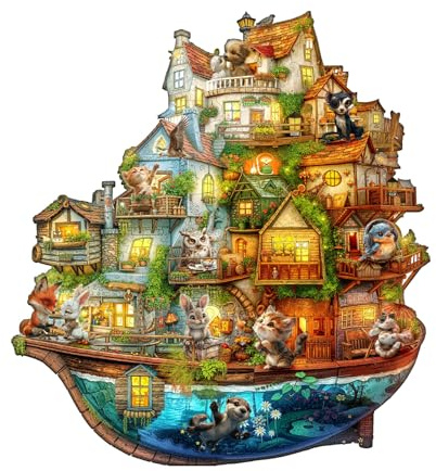 WOODBESTS Holzpuzzle Erwachsene, Tierhaus Holzpuzzle, Unregelmäßige einzigartige Puzzle, Schöne Geschenke für Puzzle-Liebhaber (34 * 31.4cm 235 Stück)