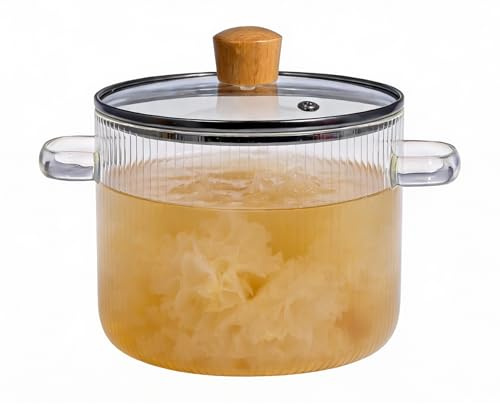 pentola di cottura in vetro lvifloae con pentole a copertura 1 6L 54 once di pentole in vetro borosilicato adatto per la pasta di latte bollente in stufato e riso di pesce
