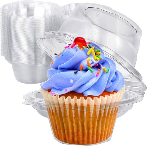 Yalixuan Single Cupcake Boxes Individual 50 Pcs, Cupcake Box Muffin Boxes for Party, Home Baking, Wedding, Cake Shop, Dessert Cups with Lids, Cake Boxes for Cupcakes, Cup Cake Boxes