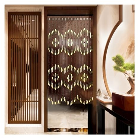 WTAXBH Cortina de Cuentas de Cristal Cortina de Cuentas de Madera for Puerta de 35,43 x 68,9 Pulgadas, Cuentas for Puerta, Cortinas Decorativas for Puerta de Entrada, Cuentas Beige y marrón.