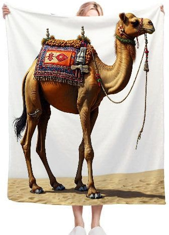 Gumntun Coperta Pile Matrimoniale 150x200 Cammello Giallo, 3D Stampa Coperta Pelosa in Flanella, Caldo Soffice Flanella Plaid per Adulti Bambini Letto Divano A543