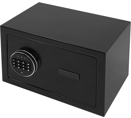 Tresor für Zuhause 20cm Elektronischer mit digitalem Tastenfeld Für Wertsachen Schlüsseltresor Geldtresor Mit 2 Schlüsseln, Dreifach Diebstahlabschreckende (Schwarz)