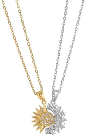 Ludom Sun Moon Couple Friendship Necklace – passande hänge för kvinnor, meningsfull gåva för älskare och BFFs