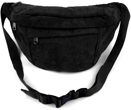 Maxmoc Bauchtasche Damen Herren, Groß Gürteltasche Cord,Crossbody Bag