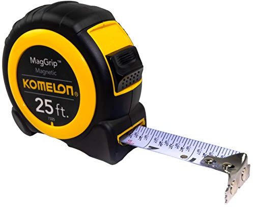 Komelon 7325; 25' x 1 Magnetic MagGrip Tape Measure, Yellow/Black