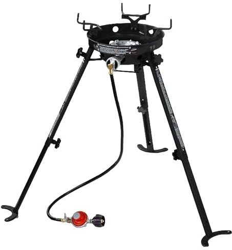 Eastman Outdoors 90411 Tragbarer Kahuna-Brenner mit XL-Topf und Wok-Halterungen, mit verstellbaren und abnehmbaren Beinen, Schwarz