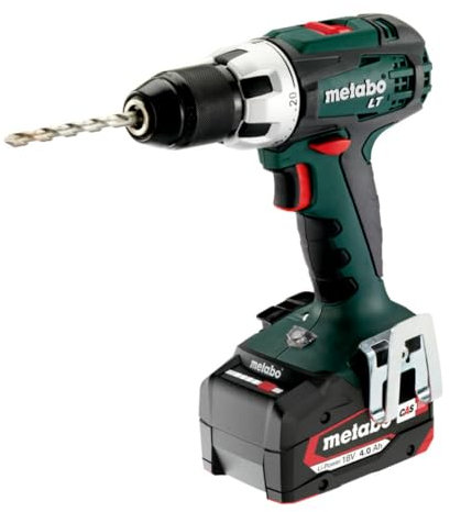 metabo Akku-Bohrschrauber BS 18 LT - 18 V, 60 Nm Drehmoment - Schnellspannbohrfutter, Gürtelhaken, Bitdepot, Arbeitslicht, für Holz Metall Schrauben Bohren - Inkl. 2 Akkus (4.0 Ah), Ladegerät, metaBOX