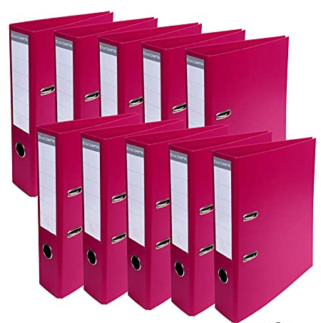 Exacompta 53759E 10er Pack Premium PVC-Ordner Prem´Touch. 7 cm breit DIN A4 Ringordner Aktenordner Briefordner Büroordner Plastikordner Schlitzordner himbeere