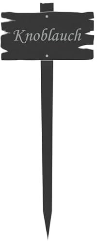 Bütic GmbH Plaque de plante en verre acrylique aspect planche Gris transparent + nom de plante Nom de l'ail