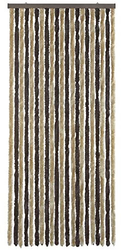 WOHNWOHL® Flauschvorhang (90x200 cm) • Wohnwagen Türvorhang • Fliegenschutz Balkontür • Insektenschutz Vorhang • Fadenvorhang Tür • Sichtschutz Wohnmobil • Farbe: Beige/Braun