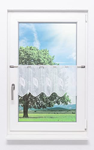 Plauener Spitze Scheibengardine Blatt (Bx H) 81.50cm * 30cm Weiß/weiß
