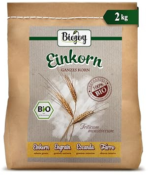 Biojoy BIO Einkorn, ganzes Korn, hell, naturbelassen, 2 kg | aus Bulgarien, Triticum monococcum L.
