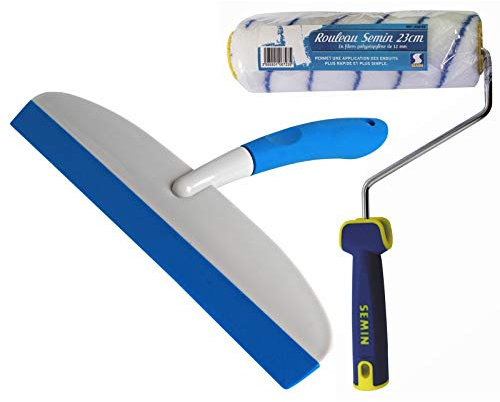 Semin A06723 Rouleau pour Application d'Enduit ou de Peinture, 23 cm et Semin A04903 Raclette à Lisser, 30 cm