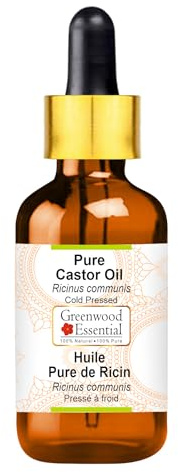 Greenwood Essential Naturreine Rizinusöl (Ricinus communis) mit Glas Tropfer Kaltgepresst 15ml (0.50 oz)