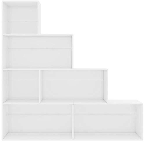 Festnight Bücherregal mit 6 Offenen Ablagen Raumteiler Hochregal Aufbewahrung Regal Stufenregal Raumtrenner Bücherregal Aktenregal Standregal Hochglanz-Weiß 155 x 24 x 160 cm Spanplatte